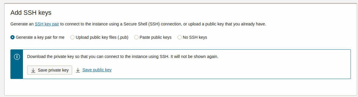 Oracle Cloud Instance SSH Keys